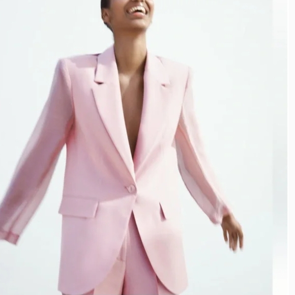 ZARA Chic & Timeless Pink Blazer Size L - Picture 2 of 10